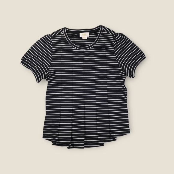 Maeve by Anthropologie Corset Peplum Top Womens Green Stripe Coquette Size S - Picture 4 of 9